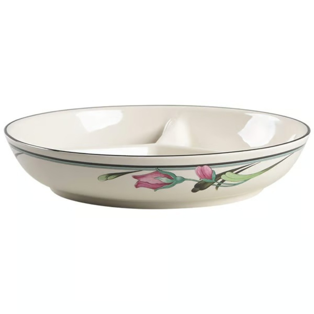 Lenox Chinastone Midnight Blossoms 3-Part Round Divided‎ Server 10 3/8" Bowl